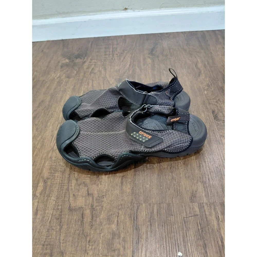 Crocs Swiftwater Mesh Deck Sandals Fisherman Water Shoes Brown Men’s Sz11